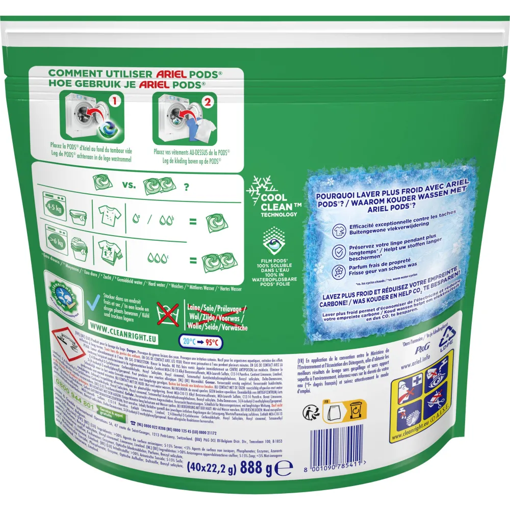 Outlet Ariel Pods+ Vloeibaar Wasmiddelcapsules + Touch Van Lenor Unst Color - 3 X 40 Wasbeurten - 120 Wasbeurten