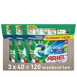Outlet Ariel Pods+ Vloeibaar Wasmiddelcapsules + Actieve Geurbestrijding- 3 X 40 Wasbeurten - 120 Wasbeurten