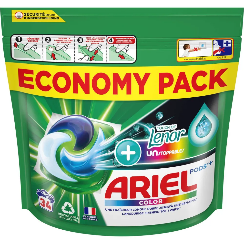 Hot Ariel Wasmiddel Pods + Touch Van Lenor Unstoppables - Kleur - 3 X 34 Wasbeurten - 102 Wasbeurten