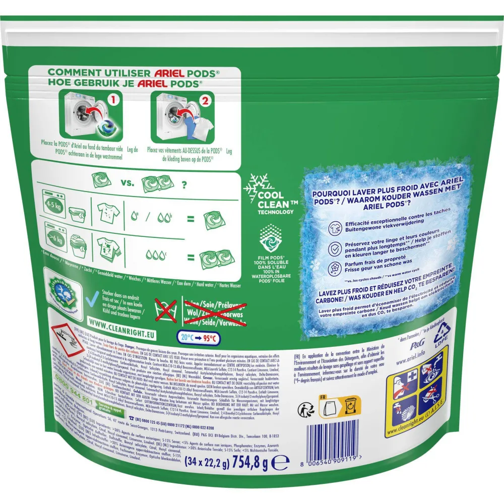 Hot Ariel Wasmiddel Pods + Touch Van Lenor Unstoppables - Kleur - 3 X 34 Wasbeurten - 102 Wasbeurten