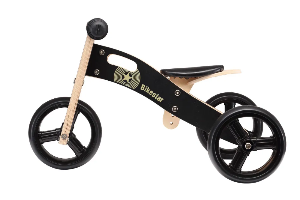 BikeStar Mini Loopfiets 2 In 1, Hout, Zwart