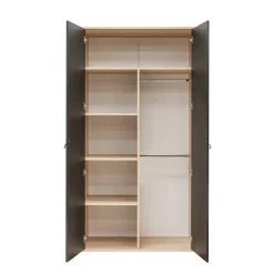 Discount Bopita 2-Deurskast Lucas Mat Zwart/Naturel