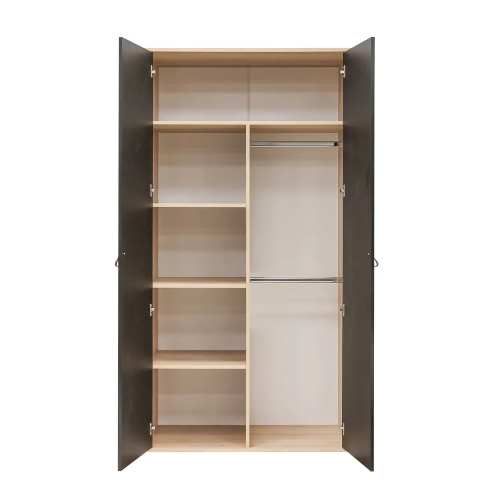 Discount Bopita 2-Deurskast Lucas Mat Zwart/Naturel