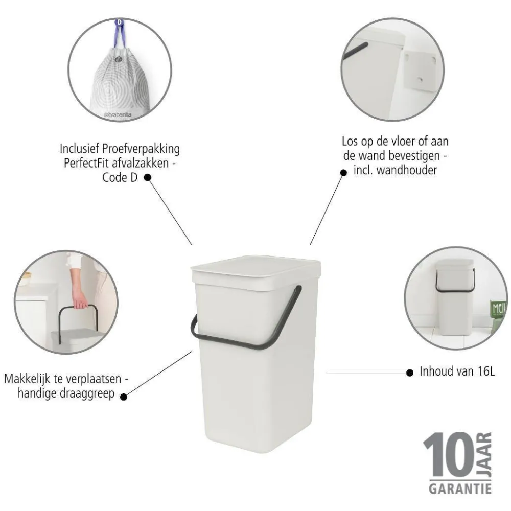 Brabantia Sort & Go Prullenbak (16L)