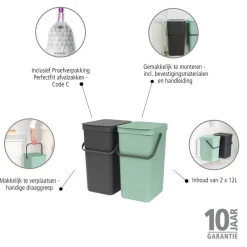 Hot Brabantia Sort & Go Prullenbak (2X12L)