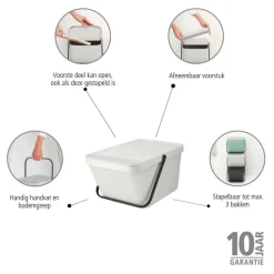 Clearance Brabantia Sort & Go Stapelbaar Stapelbare Afvalemmer (20L)