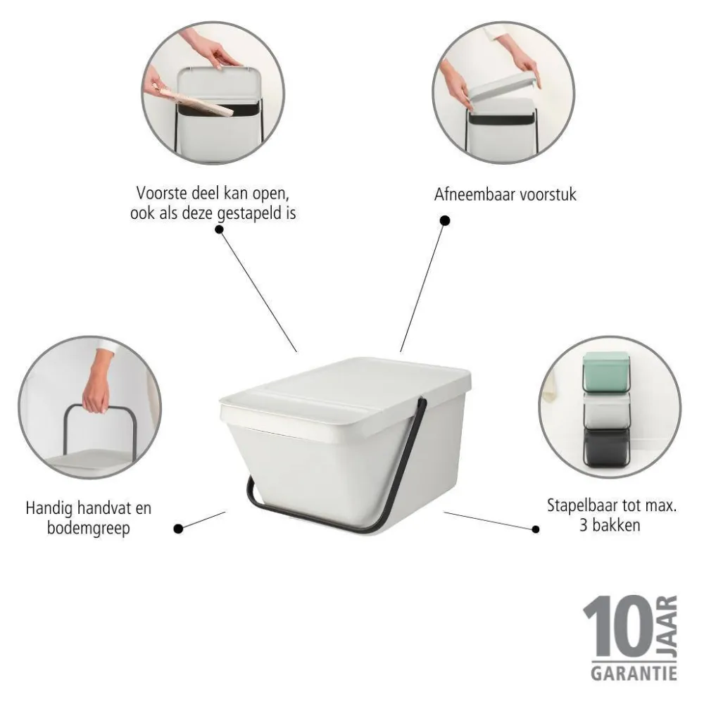 Clearance Brabantia Sort & Go Stapelbaar Stapelbare Afvalemmer (20L)