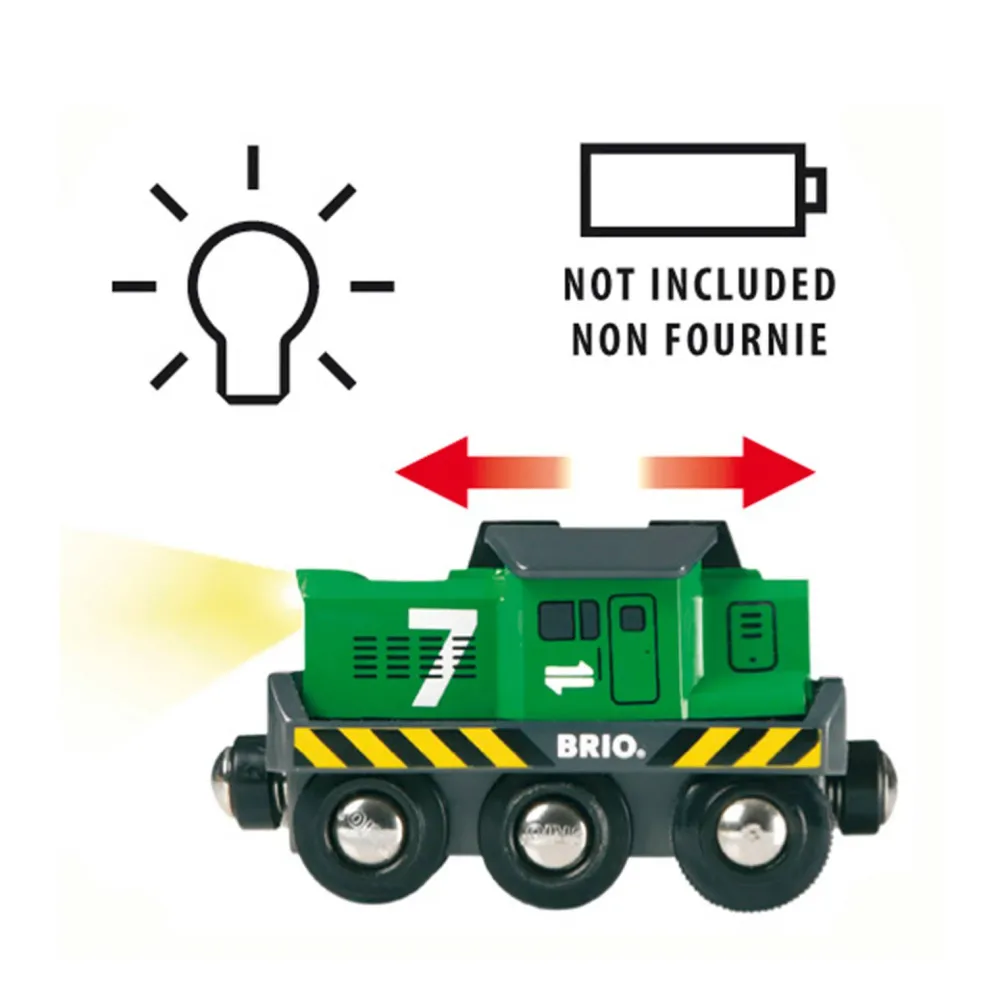 Brio Houten Locomotief Voor Goederentrein Op Batterijen - 33214