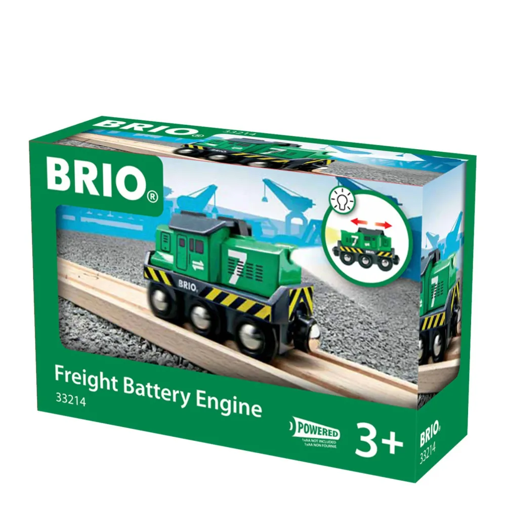 Brio Houten Locomotief Voor Goederentrein Op Batterijen - 33214