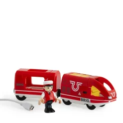Brio Houten Oplaadbare Rode Passagierstrein Met Usb Kabel - 33746