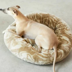 Hot Dogguo Honden/Katten Mand O70X20 Cm Fluffy Plush Swirl Patroon Beige Maat M