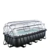 EXIT Black Leather Zwembad 540X250X122Cm Met Overkapping En Zandfilterpomp