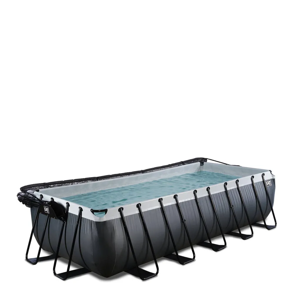 EXIT Black Leather Zwembad 540X250X122Cm Met Overkapping En Zandfilterpomp