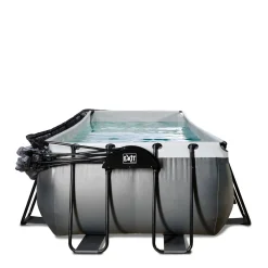 EXIT Black Leather Zwembad 540X250X122Cm Met Overkapping En Zandfilterpomp
