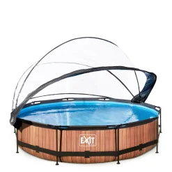 EXIT Frame Pool O360X76Cm Houtbruin Met Overkapping