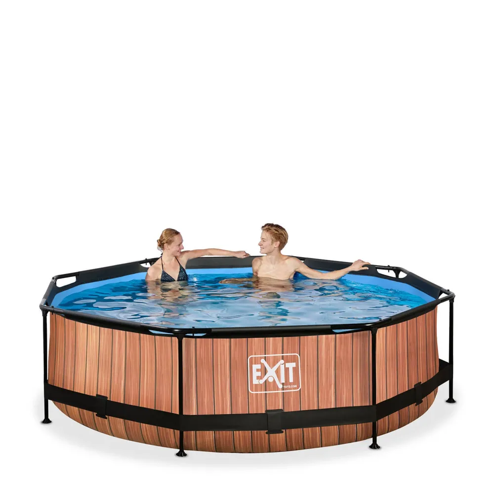 EXIT Frame Pool O300X76Cm (12V Cartridge Filter) – Houtbruin
