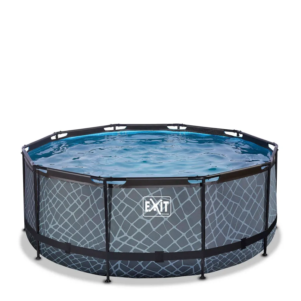 EXIT Stone Zwembad O360X122Cm Met Filterpomp Grijs