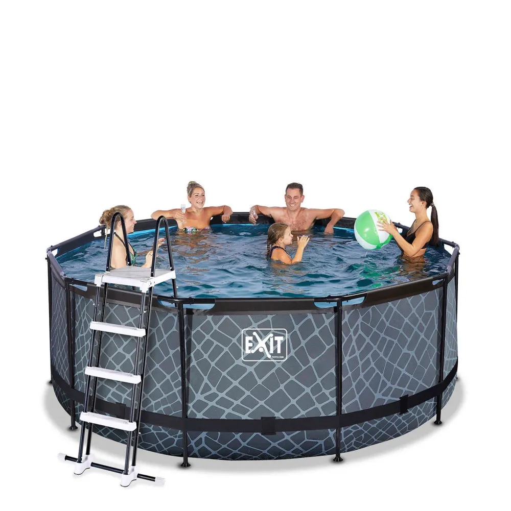 EXIT Stone Zwembad O360X122Cm Met Filterpomp Grijs