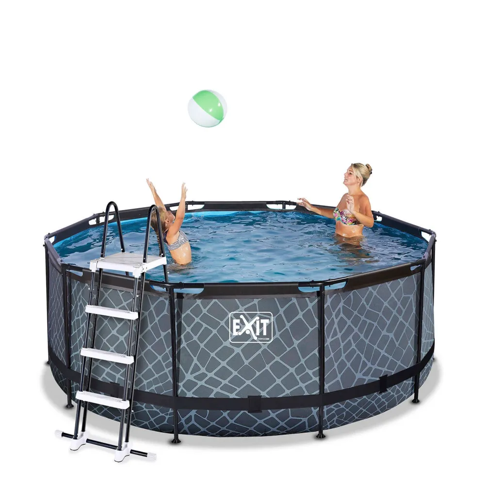 EXIT Stone Zwembad O360X122Cm Met Filterpomp Grijs
