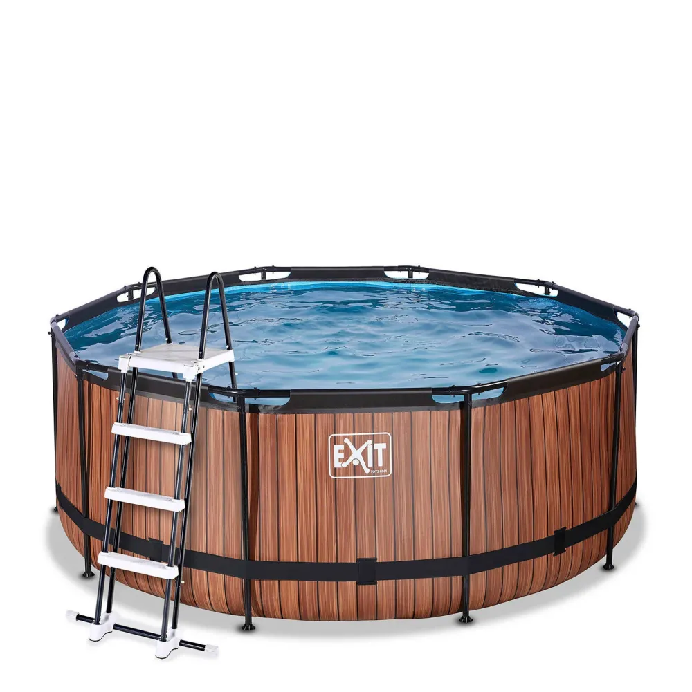 EXIT Wood Zwembad O360X122Cm Met Filterpomp Bruin