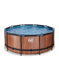 EXIT Wood Zwembad O360X122Cm Met Filterpomp Bruin