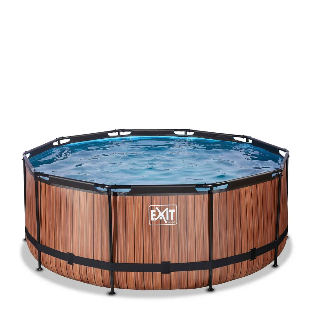EXIT Wood Zwembad O360X122Cm Met Filterpomp Bruin