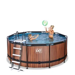 EXIT Wood Zwembad O360X122Cm Met Filterpomp Bruin