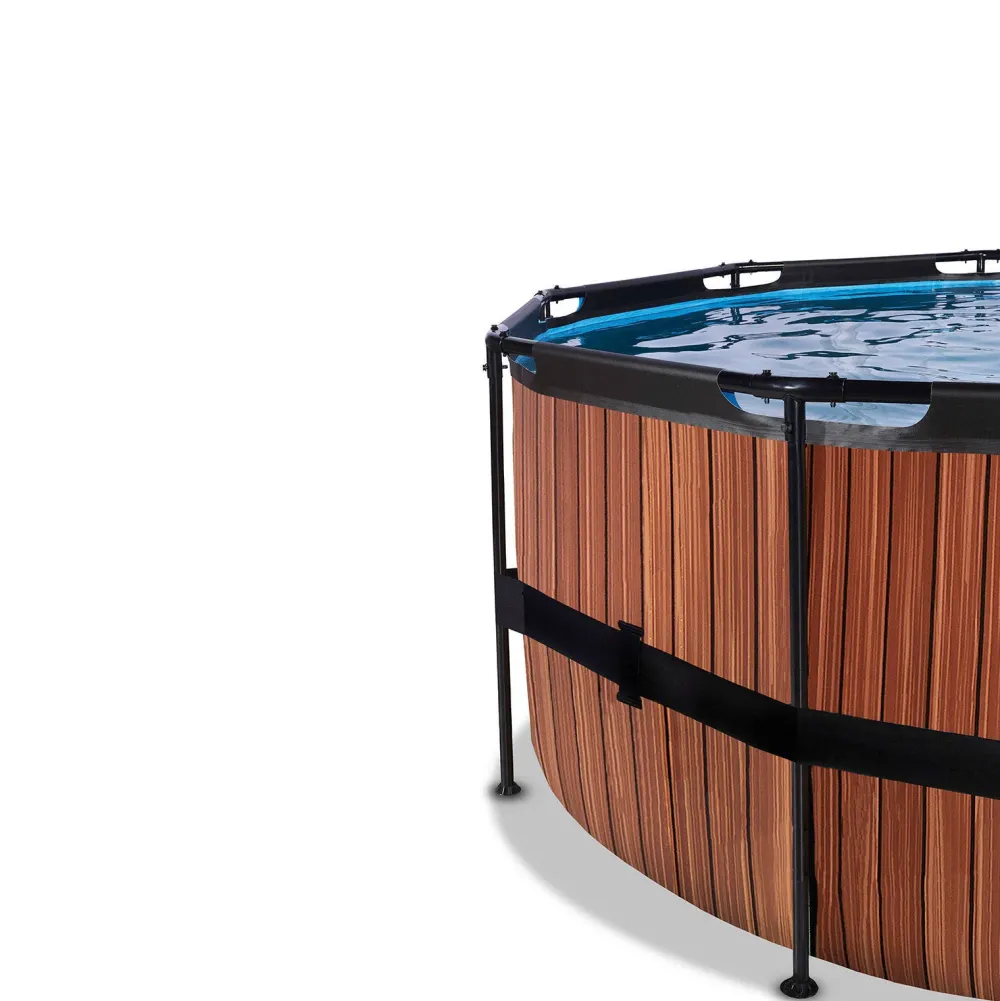 EXIT Wood Zwembad O450X122Cm Met Filterpomp Bruin