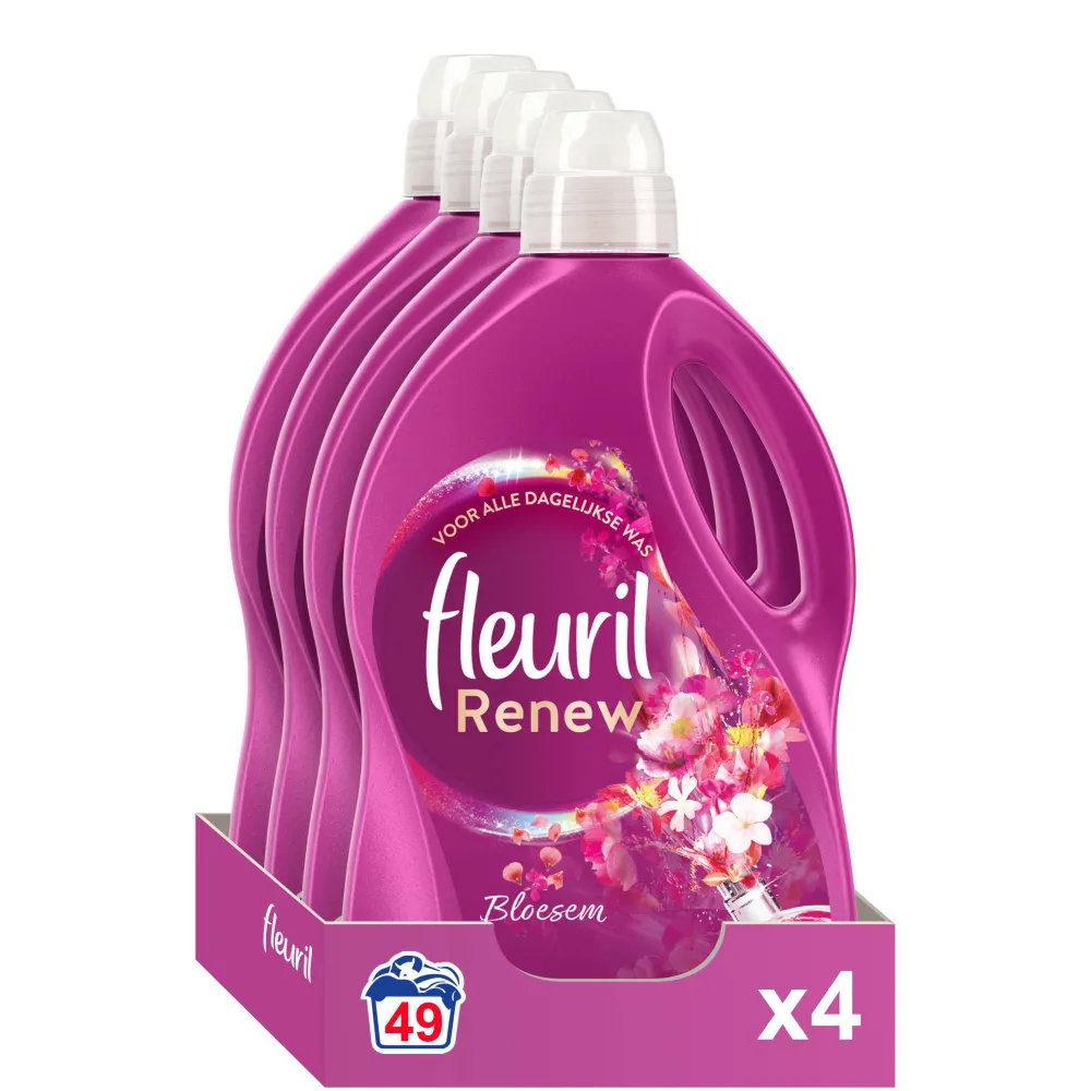 Online Fleuril Renew Liquid Bloesem - Vloeibaar Wasmiddel - Voordeelverpakking - 4 X 49 Wasbeurten - 196 Wasbeurten