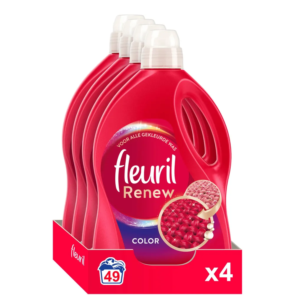 Clearance Fleuril Renew Liquid Color - Vloeibaar Wasmiddel - Voordeelverpakking - 4 X 49 Wasbeurten - 196 Wasbeurten