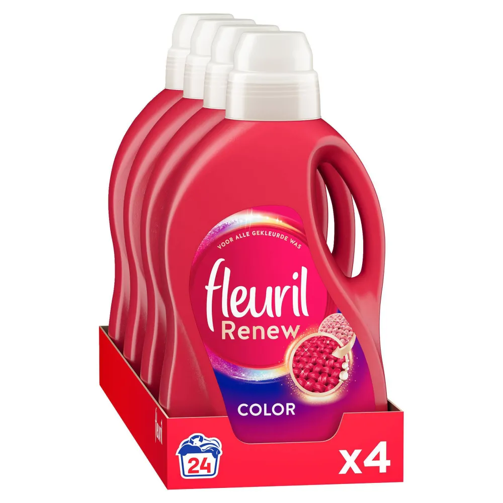 Clearance Fleuril Renew Liquid Color Vloeibaar Wasmiddel - 4 X 24 Wasbeurten - Voordeelverpakking - 24 Wasbeurten