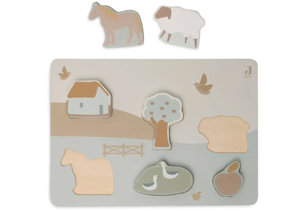 Jollein Houten Puzzel 28X10X2Cm Farm Houten Legpuzzel 6 Stukjes