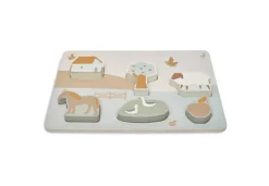 Jollein Houten Puzzel 28X10X2Cm Farm Houten Legpuzzel 6 Stukjes