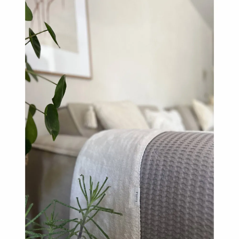 Discount Koeka Oslo Plaid Wafel En Teddy Clay/Pebble (140X200 Cm)