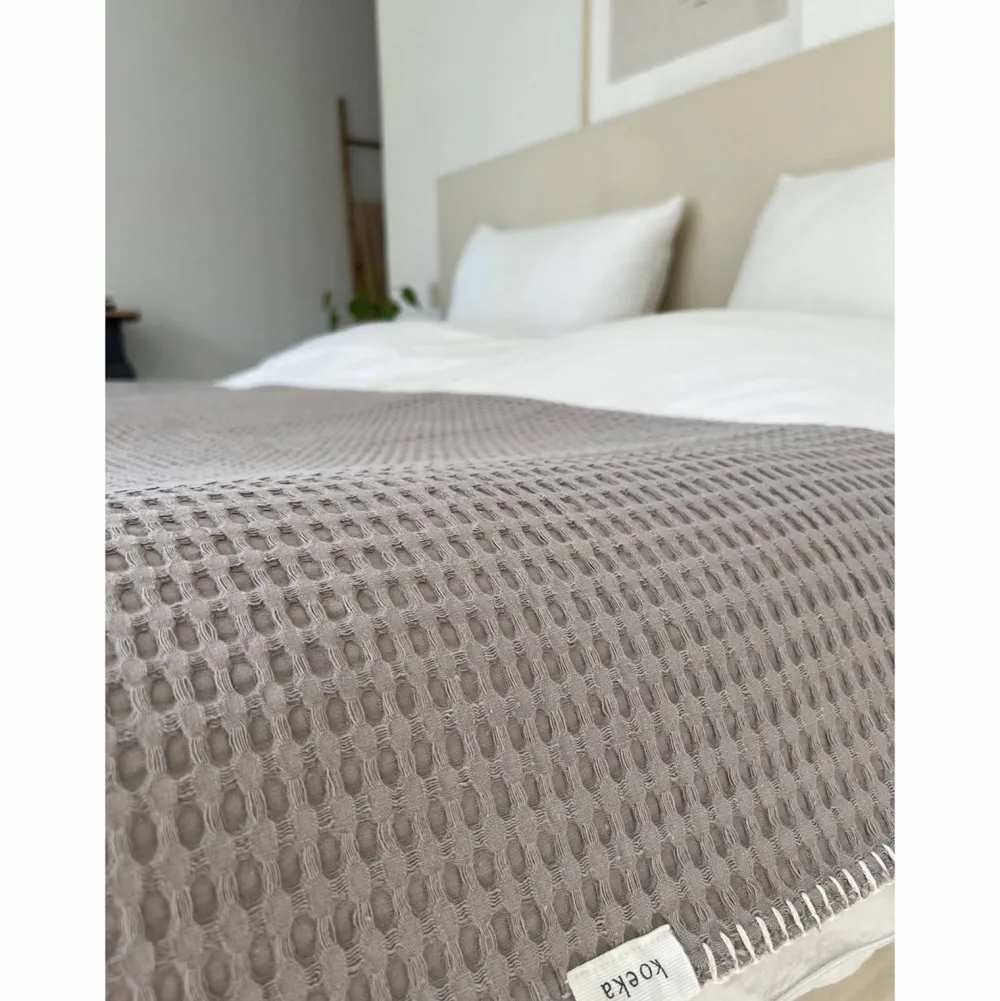 Discount Koeka Oslo Plaid Wafel En Teddy Clay/Pebble (140X200 Cm)