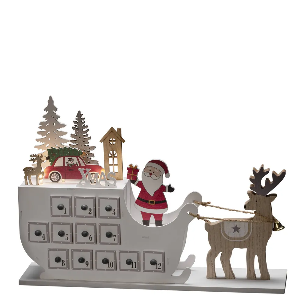 Outlet Konstsmide Adventskalender Met Arreslee (Op Batterij Met Timer) (45X31,6 Cm) (3 Led)