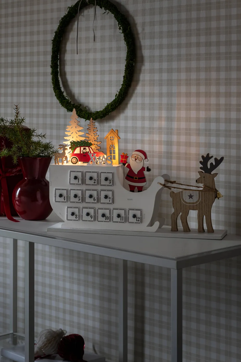 Outlet Konstsmide Adventskalender Met Arreslee (Op Batterij Met Timer) (45X31,6 Cm) (3 Led)
