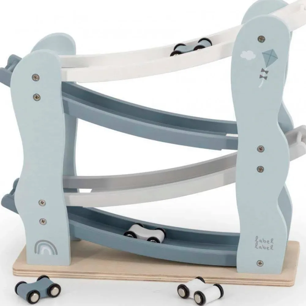 Label Label Wood Houten Auto Glijbaan Blauw