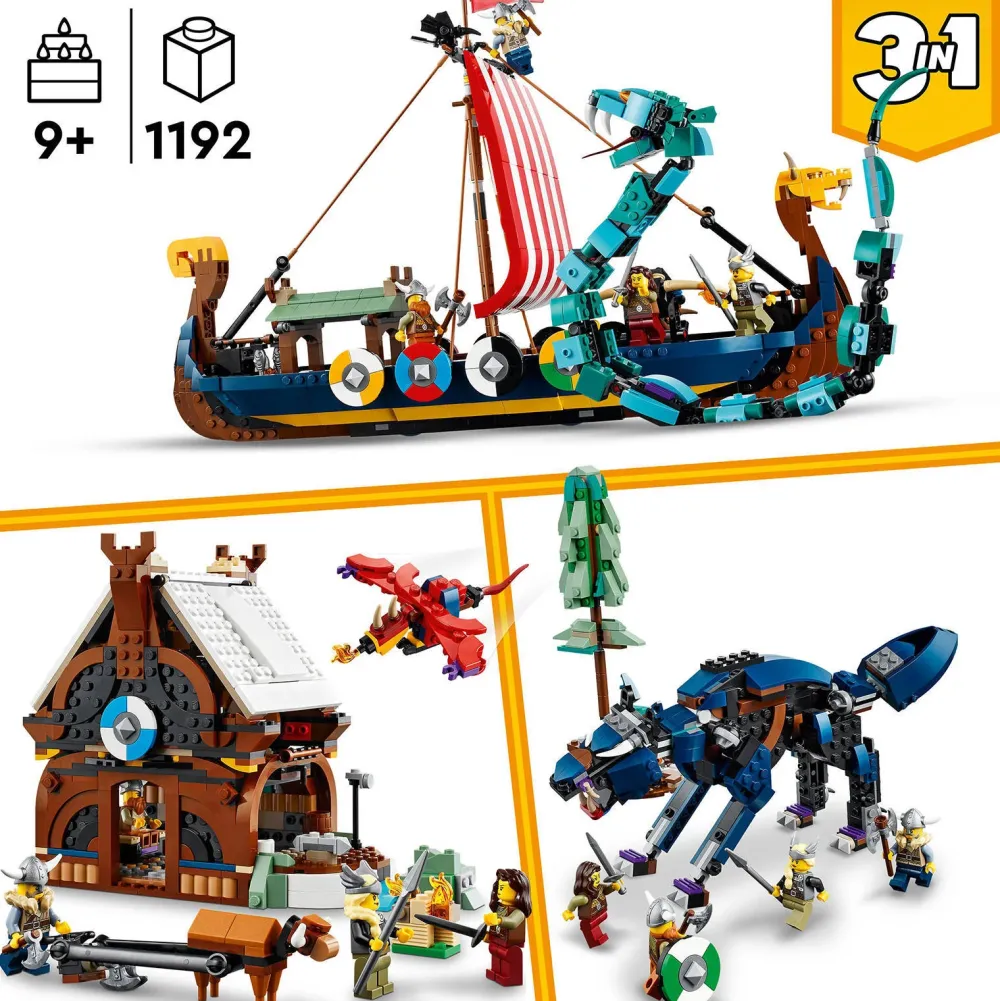 LEGO Creator Vikingschip En De Midgaardslang 31132