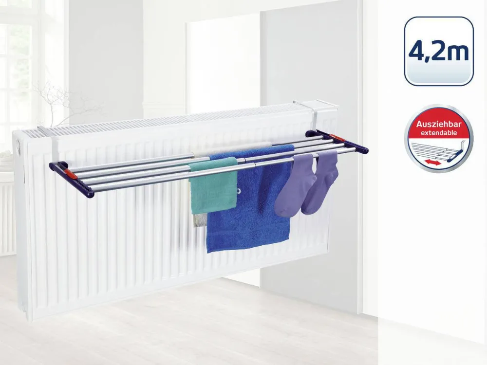 Discount Leifheit Hangend Droogrek Quartett 42 Uitschuifbaar Aluminium - 4,2 M Drooglengte