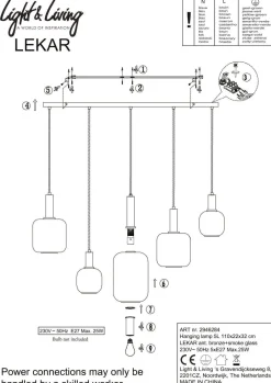 Online Light & Living Hanglamp Lekar (110X22X32Cm)