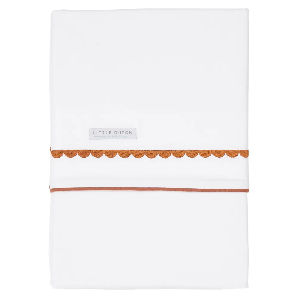 New Little Dutch Baby Ledikantlaken 110X140 Cm Pure Rust Rounded Geborduurd