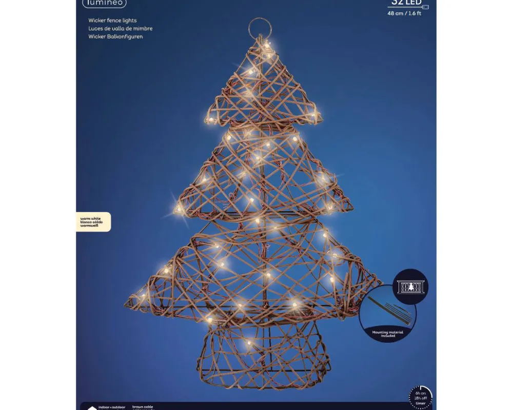 Lumineo Wicker Kerstboom (32 Led)