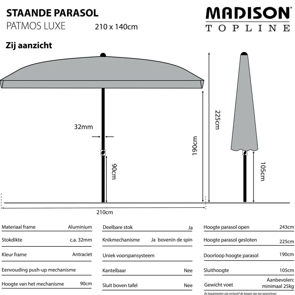 Madison Parasol Patmos (210X140 Cm)