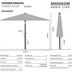 Madison Parasol Tenerife (300X300 Cm)