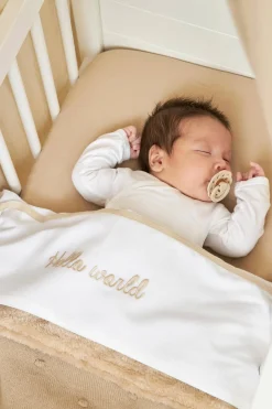 Outlet Meyco Baby Wieglaken Hello World 75X100 Cm Sand