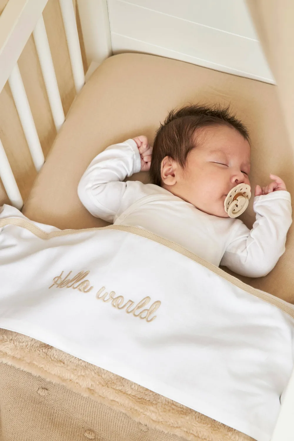 Outlet Meyco Baby Wieglaken Hello World 75X100 Cm Sand