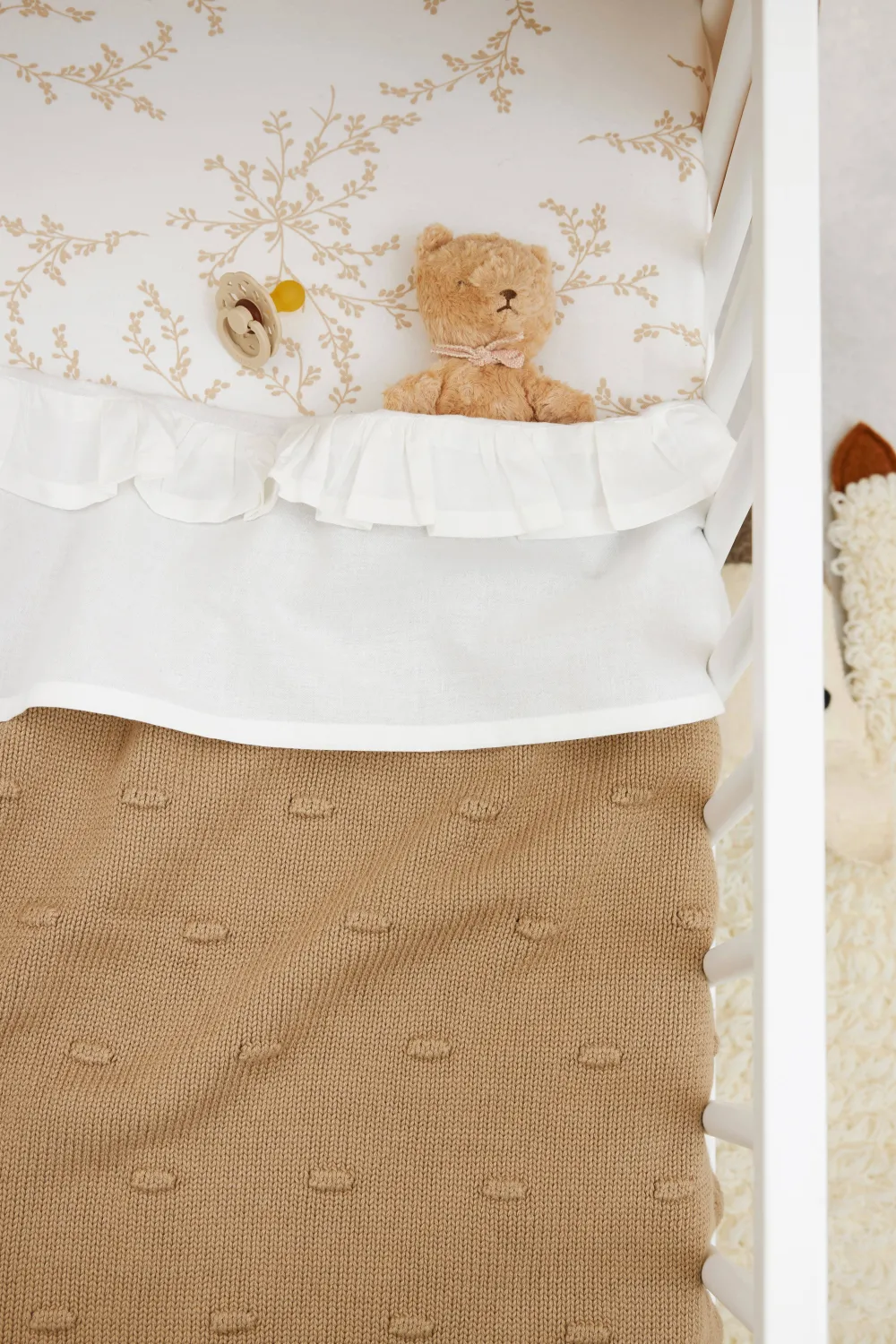 New Meyco Baby Wieglaken Ruffle 75X100 White