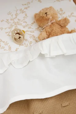 New Meyco Baby Wieglaken Ruffle 75X100 White