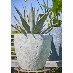 Mica Decorations Bravo Bloempot Rond Lichtgrijs Slate - (H40Xo45 Cm)